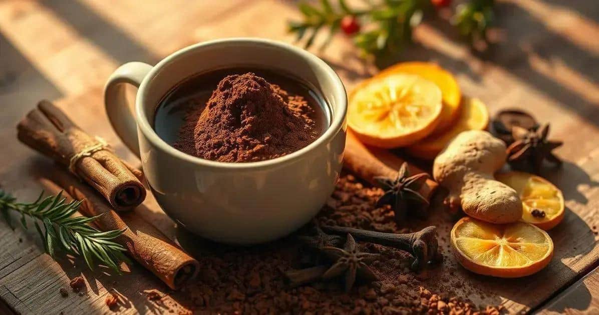 Ingredientes para o Chá com Cacau e Especiarias