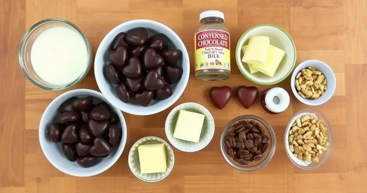 Ingredientes para o Coração de Chocolate Recheado