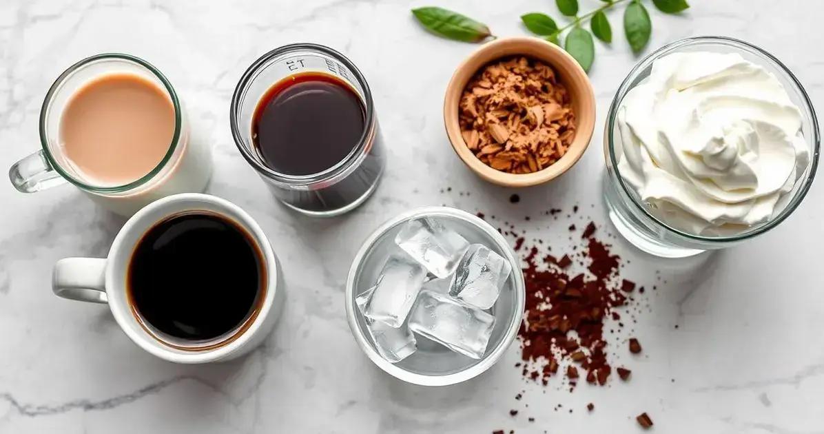 Ingredientes para o Frappuccino Caseiro de Chocolate