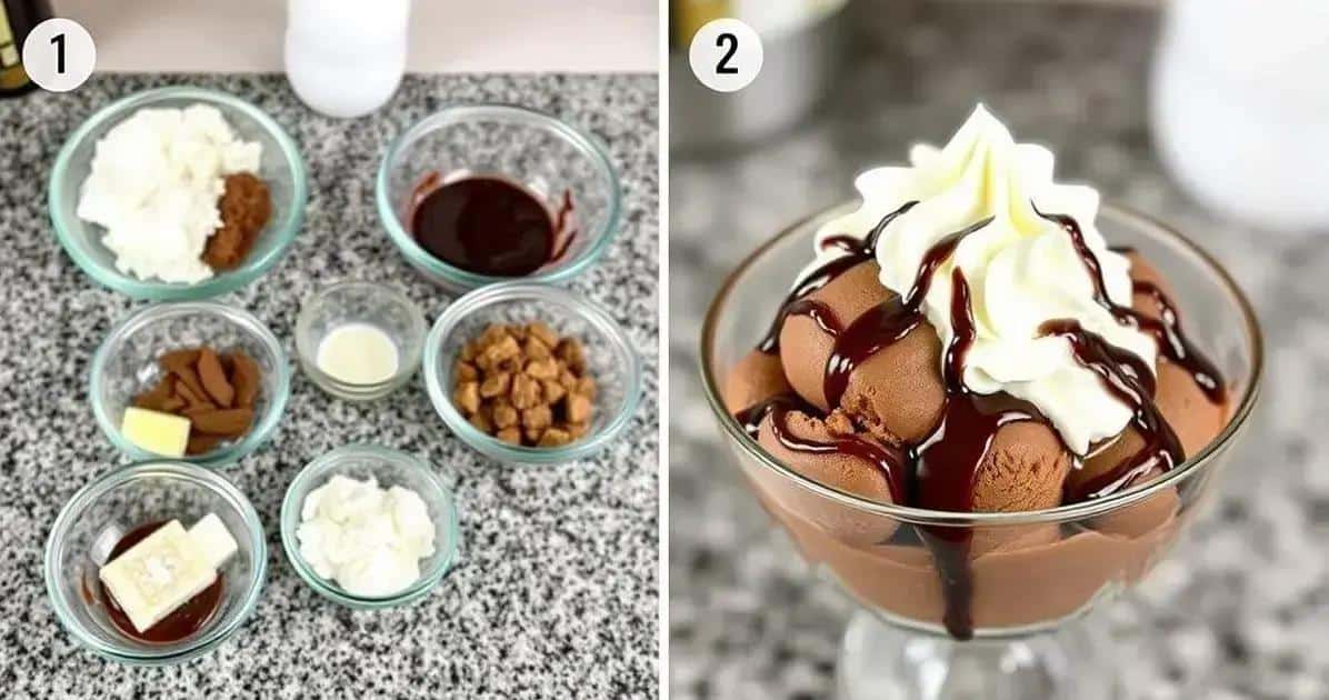 Método de preparação do chocolate gelado com chantilly e calda