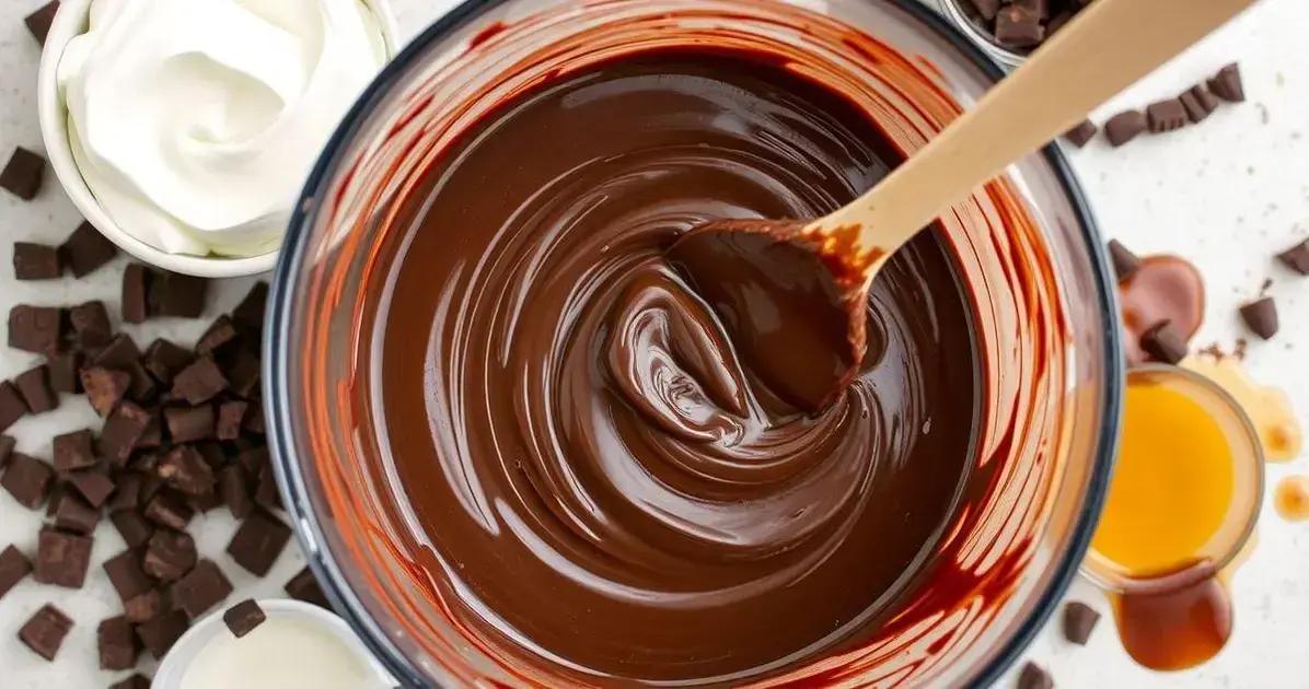 Misturando chocolate e creme de leite na receita