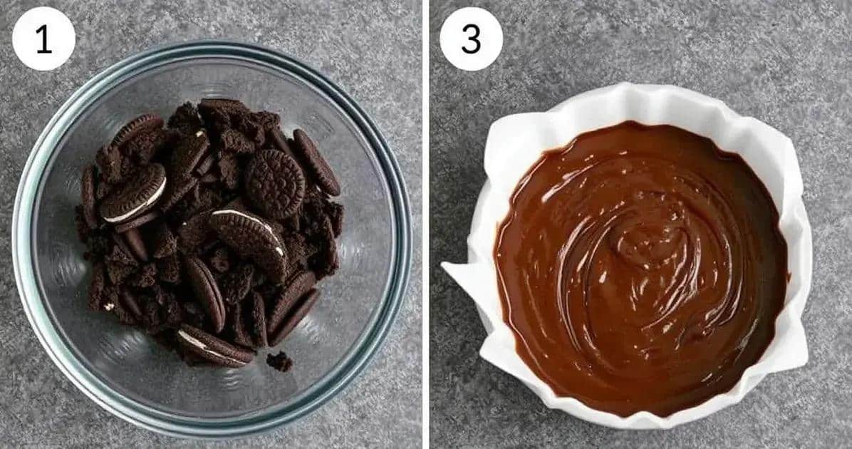 Preparando a base da sobremesa de chocolate