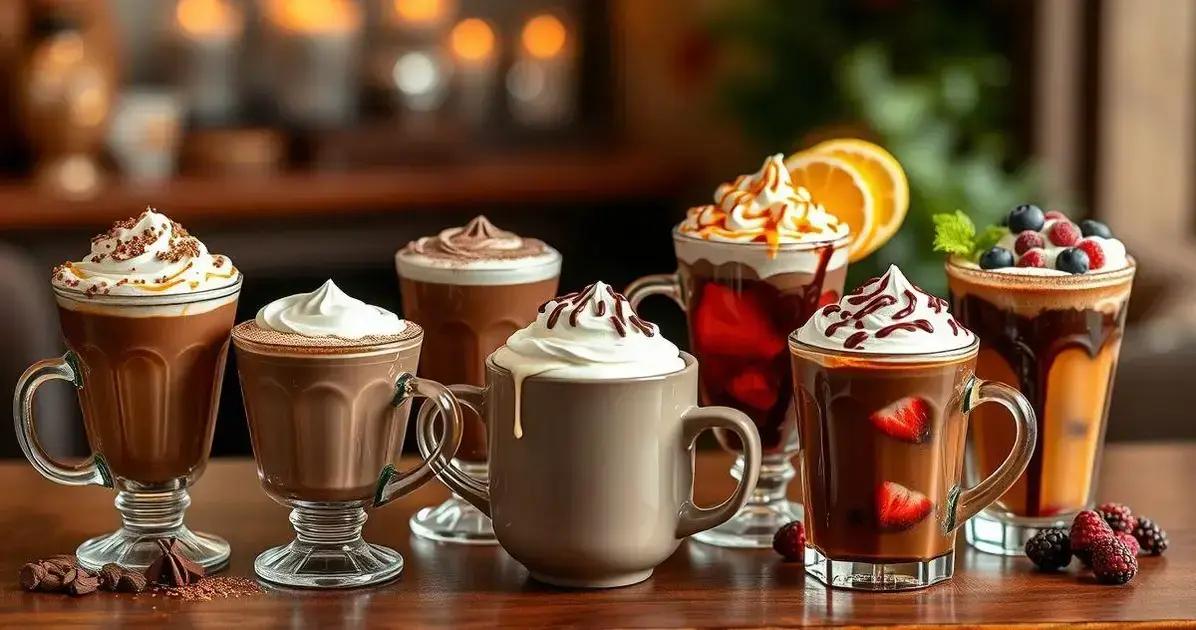 Variações de chocolate quente cremoso