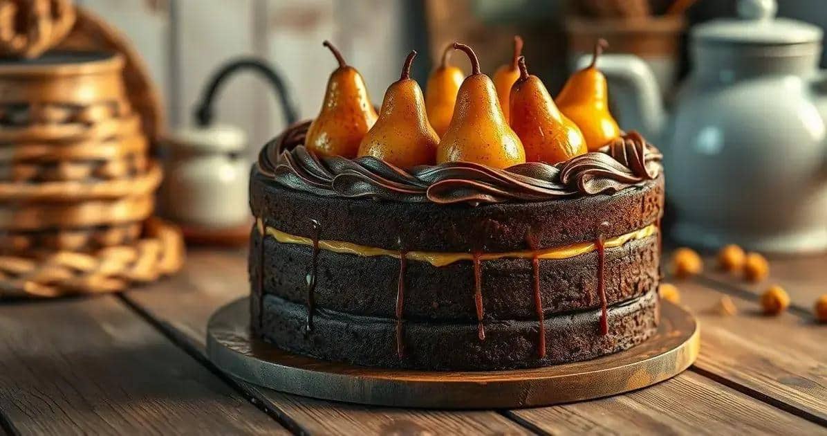 Bolo Charme de Pera: Fruta Caramelizada no Universo de Cacau