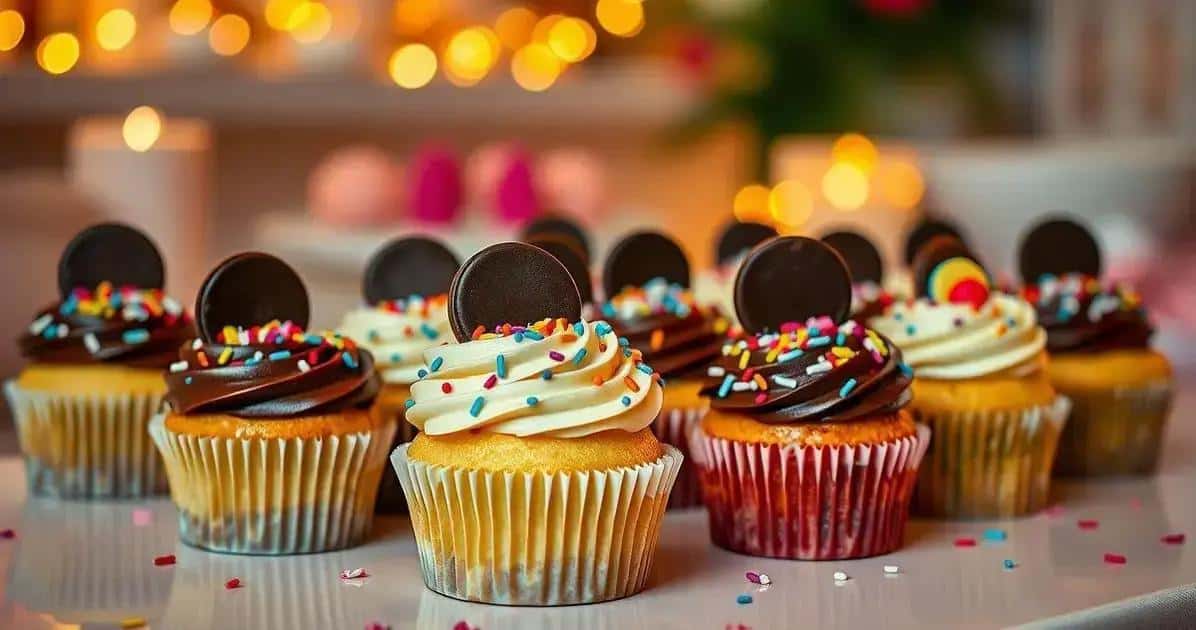 Ingredientes para cupcakes com topper de chocolate personalizado