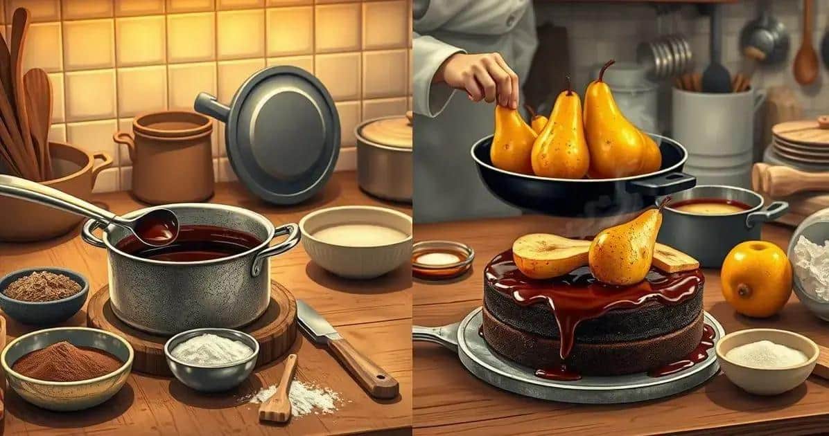 Método de Preparo do Bolo de Chocolate com Pera Caramelizada