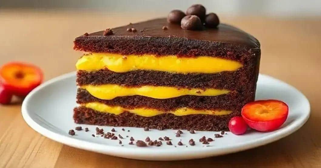 Bolo Brisa de Verão: Chocolate Fofo e Creme Gelado de Maracujá