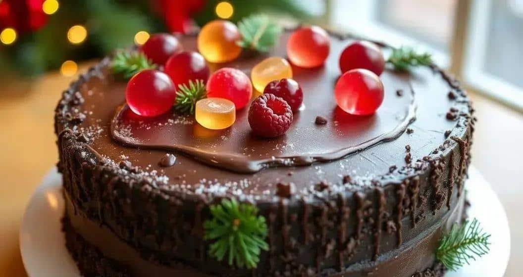 Bolo Natal de Cacau: Frutas Cristalizadas no Clima Festivo