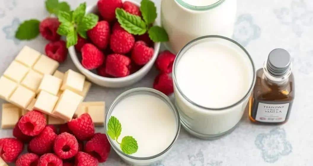 Ingredientes da Bebida de Chocolate Branco com Framboesa