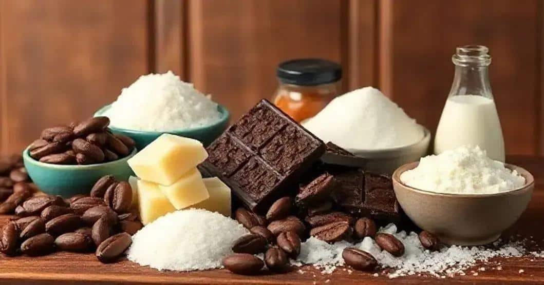 Ingredientes da receita de chocolate