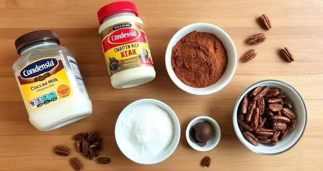 Ingredientes do Brigadeiro de Chocolate com Nozes Pecan