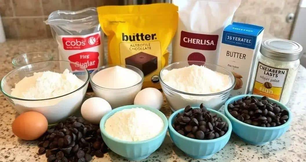 Ingredientes do Cookie Gigante de Chocolate com Gotas Triplo Ingredientes do Cookie Gigante de Chocolate com Gotas Triplo