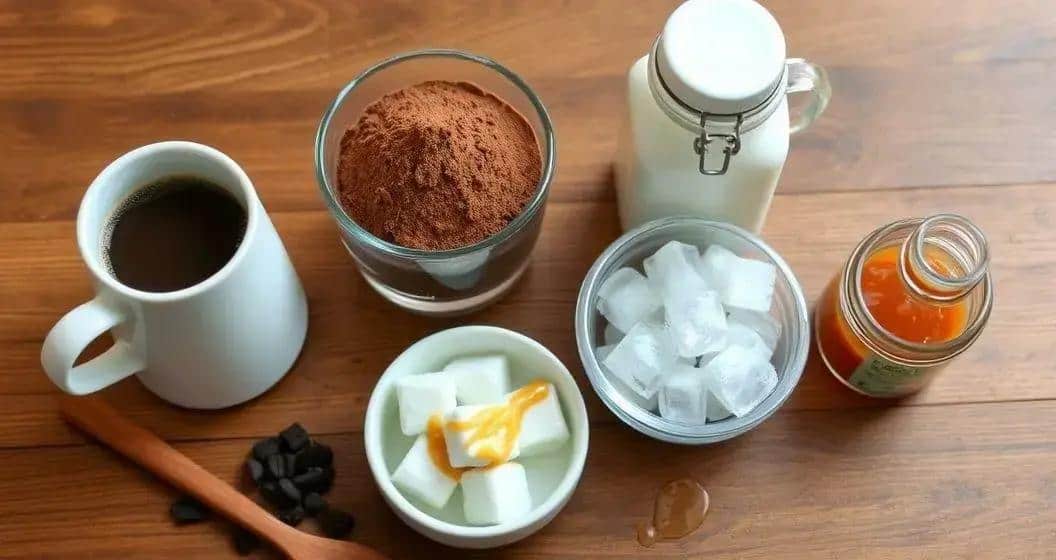 Ingredientes do Frappuccino de Chocolate com Caramelo Salgado Ingredientes do Frappuccino de Chocolate com Caramelo Salgado