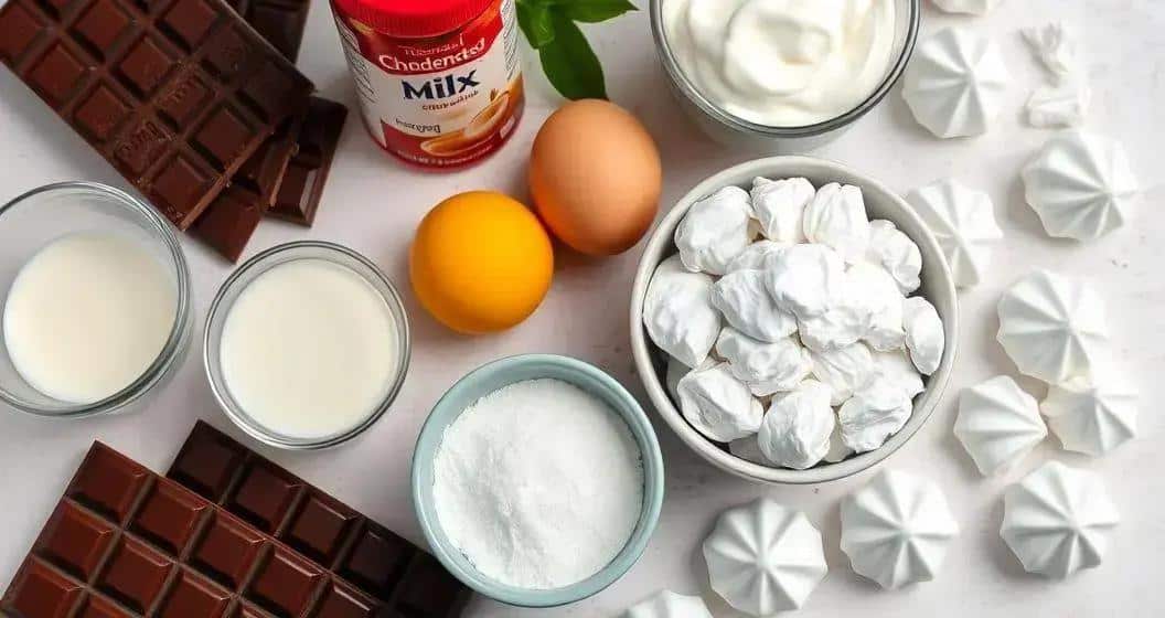 Ingredientes do Pavê de Chocolate com Suspiro Quebrado