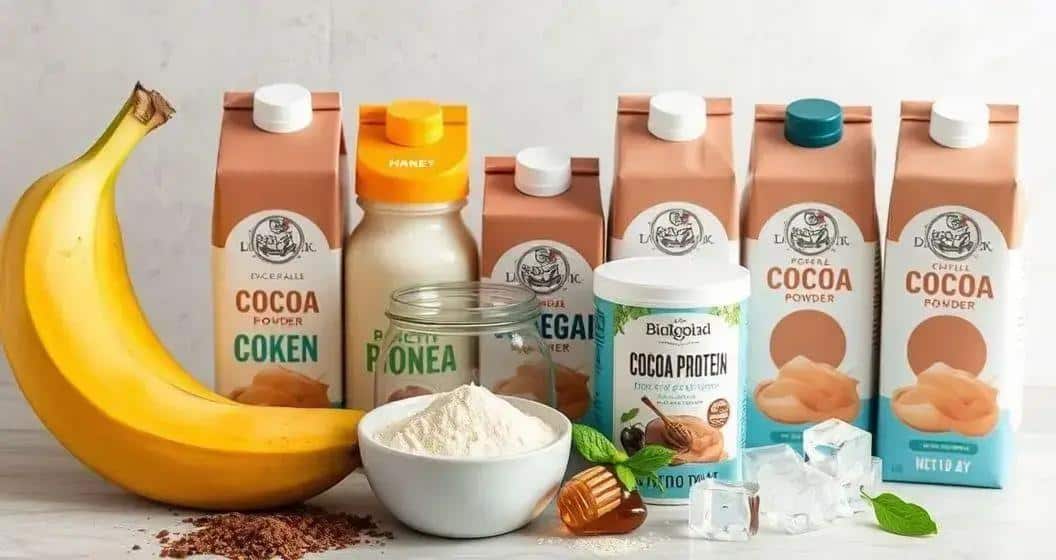 Ingredientes do Shake de Chocolate com Proteína de Arroz