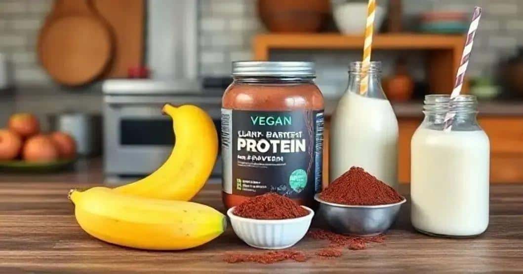 Ingredientes do Shake de Chocolate com Proteína Vegana
