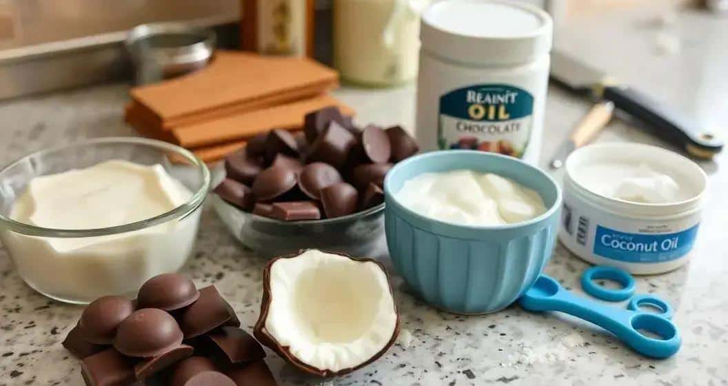 Ingredientes para a casca de chocolate Ingredientes para a casca de chocolate