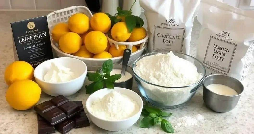 Ingredientes para a Torta de Chocolate com Limão Siciliano