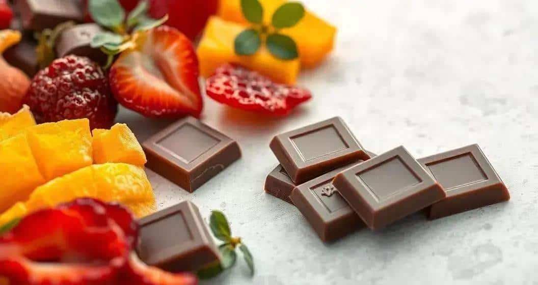 Ingredientes para adicionar frutas liofilizadas ao chocolate Ingredientes para adicionar frutas liofilizadas ao chocolate