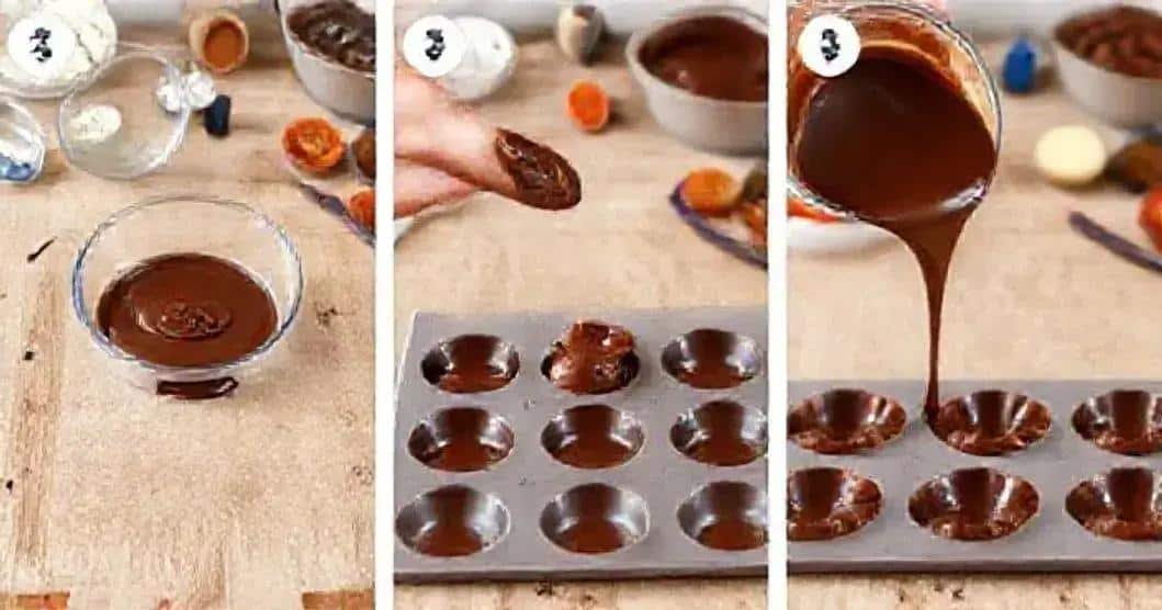Método de preparação da casca de chocolate Método de preparação da casca de chocolate