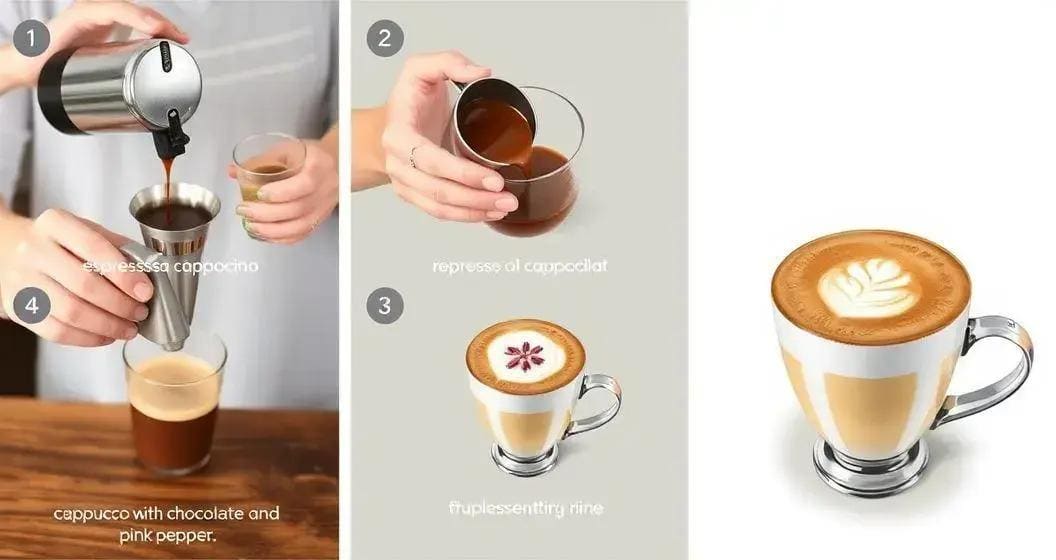 Método de Preparo do Cappuccino de Chocolate com Pimenta Rosa Método de Preparo do Cappuccino de Chocolate com Pimenta Rosa