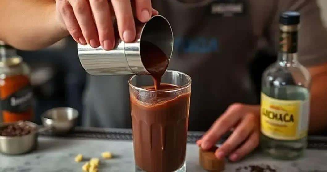 Misturando o Chocolate e a Cachaça Misturando o Chocolate e a Cachaça