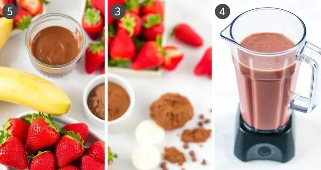 Modo de Preparo do Smoothie de Chocolate com Morango