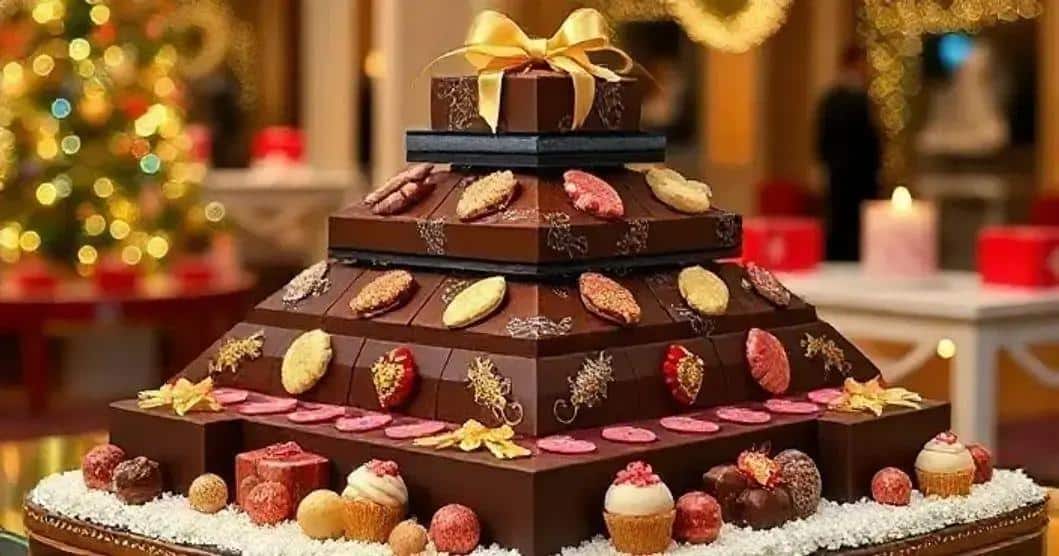 Pirâmide Doce Luxo: Escultura de Chocolate que Impressiona 2 Pirâmide Doce Luxo: Escultura de Chocolate que Impressiona