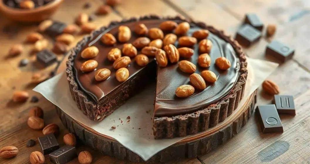 Torta Tesouro Amazônico: Castanha Caramelizada em Mar de Cacau
