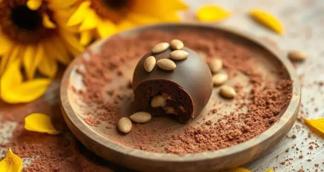 Trufas Raio Solar: Crocante de Sementes no Amargo Chic 8 Trufas Raio Solar: Crocante de Sementes no Amargo Chic