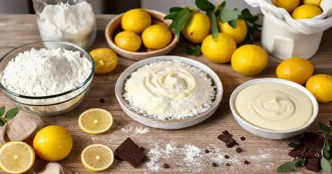 Ingredientes do Bolo de Chocolate com Recheio de Creme de Limão Ingredientes do Bolo de Chocolate com Recheio de Creme de Limão