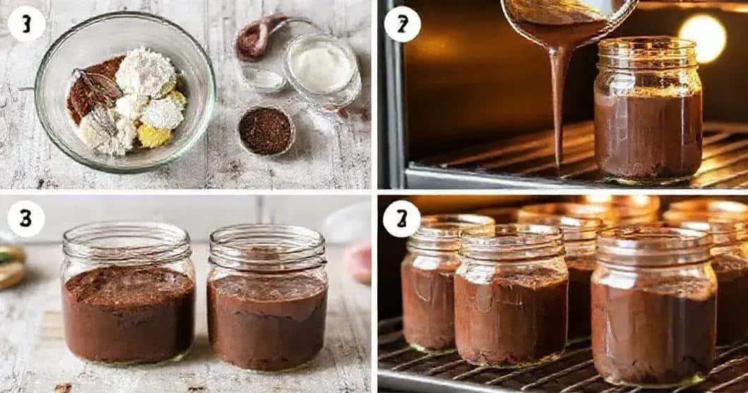 Método de preparo do mini bolo de chocolate no pote Método de preparo do mini bolo de chocolate no pote